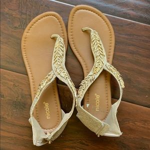Gold Leaf Thong Sandals
